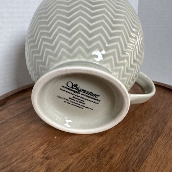 2 Signature Housewares Footed Stoneware 14 oz Mugs Diamonds Dots Lines & Zigzags - Picture 16 of 16